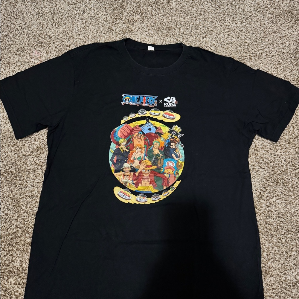 One piece Black Graphic T-Shirt